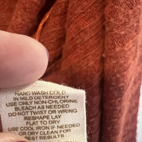Free People Open Front Winter Wool Blend Knit Cardigan Orange Women’s Small Size - Picture 7 of 8